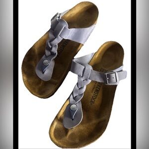 Birkenstock Women's Braided Gizeh Gray Sandals Size 39 8.5